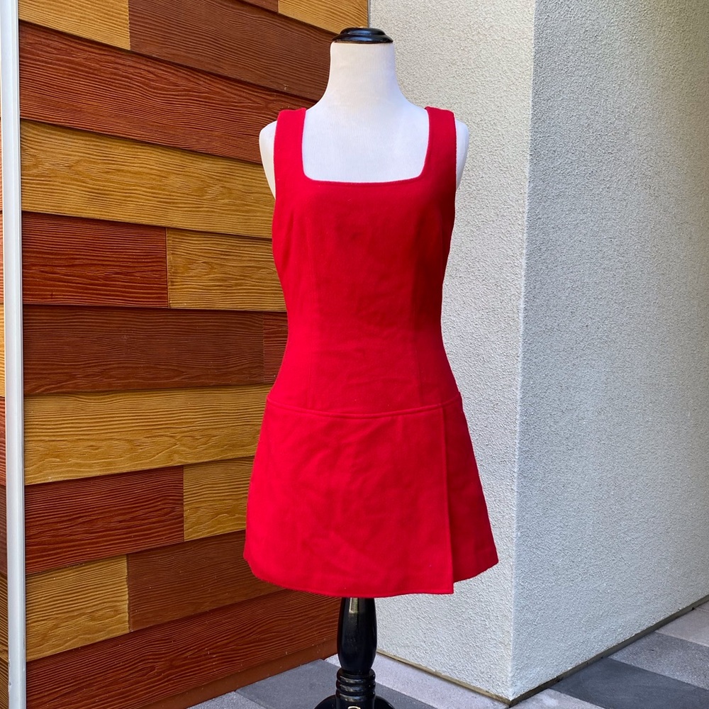 80s Vintage Red Wool Dress